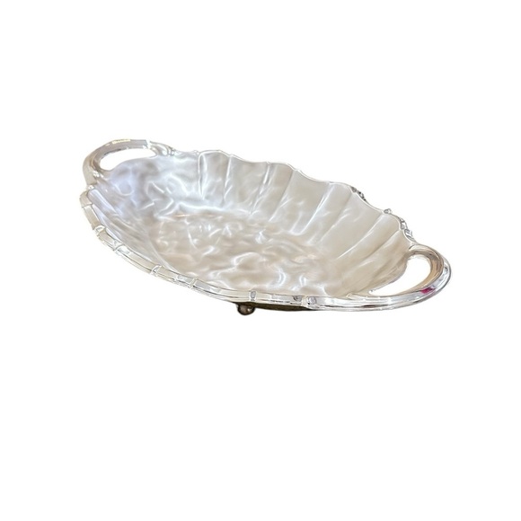 New Vtg 70’s Caravelle silverplate ruffle oval Serving Tray handles Germany - Picture 3 of 9